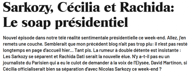 Extrait d'un indiscret du <i>JDD</i> du 7 octobre 2007