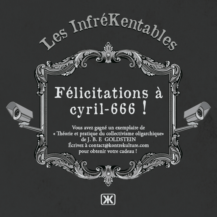 Jeu concours #13 : félicitations à Cyril-666 qui a deviné Théorie et pratique du collectivisme oligarchique !