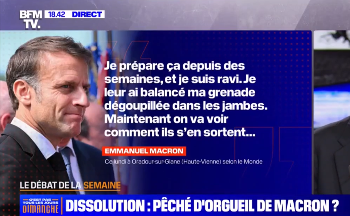Macron : «Je leur ai balancé ma grenade dégoupillée dans les jambes»
